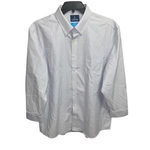 Stafford Slim Fit Shirt XL 17-17.5 32/33 Coolmax Pink Blue Pin Striped Pocket